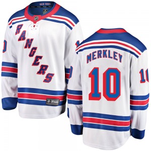 Adult Breakaway New York Rangers Nick Merkley White Away Official Fanatics Branded Jersey