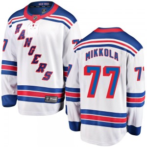 Adult Breakaway New York Rangers Niko Mikkola White Away Official Fanatics Branded Jersey