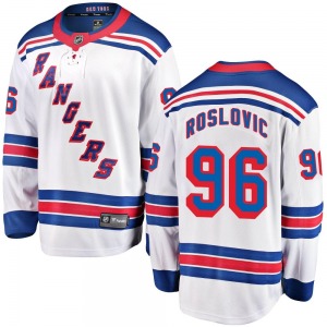 Adult Breakaway New York Rangers Jack Roslovic White Away Official Fanatics Branded Jersey