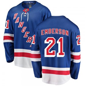 Adult Breakaway New York Rangers Ty Emberson Blue Home Official Fanatics Branded Jersey