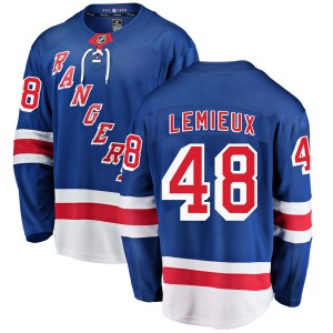 Adult Breakaway New York Rangers Brendan Lemieux Blue Home Official Fanatics Branded Jersey