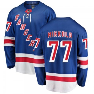 Adult Breakaway New York Rangers Niko Mikkola Blue Home Official Fanatics Branded Jersey