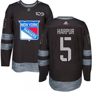 Adult Authentic New York Rangers Ben Harpur Black 1917-2017 100th Anniversary Official Jersey