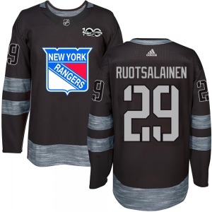 Adult Authentic New York Rangers Reijo Ruotsalainen Black 1917-2017 100th Anniversary Official Jersey