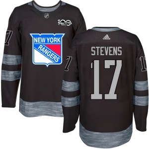 Adult Authentic New York Rangers Kevin Stevens Black 1917-2017 100th Anniversary Official Jersey
