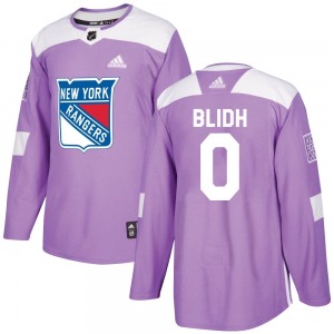 Adult Authentic New York Rangers Anton Blidh Purple Fights Cancer Practice Official Adidas Jersey