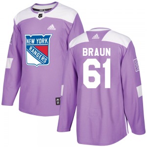 Adult Authentic New York Rangers Justin Braun Purple Fights Cancer Practice Official Adidas Jersey