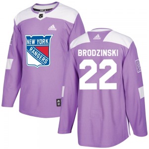 Adult Authentic New York Rangers Jonny Brodzinski Purple Fights Cancer Practice Official Adidas Jersey