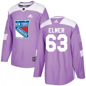 Adult Authentic New York Rangers Jake Elmer Purple Fights Cancer Practice Official Adidas Jersey