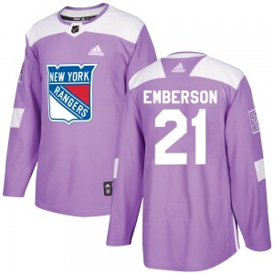 Adult Authentic New York Rangers Ty Emberson Purple Fights Cancer Practice Official Adidas Jersey