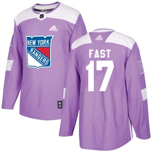 Adult Authentic New York Rangers Jesper Fast Purple Fights Cancer Practice Official Adidas Jersey