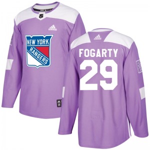 Adult Authentic New York Rangers Steven Fogarty Purple Fights Cancer Practice Official Adidas Jersey