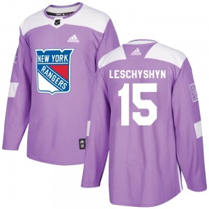 Adult Authentic New York Rangers Jake Leschyshyn Purple Fights Cancer Practice Official Adidas Jersey
