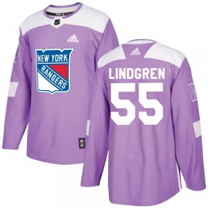 Adult Authentic New York Rangers Ryan Lindgren Purple Fights Cancer Practice Official Adidas Jersey
