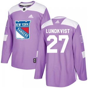 Adult Authentic New York Rangers Nils Lundkvist Purple Fights Cancer Practice Official Adidas Jersey