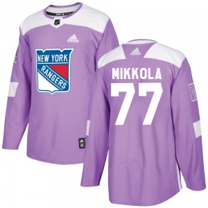 Adult Authentic New York Rangers Niko Mikkola Purple Fights Cancer Practice Official Adidas Jersey