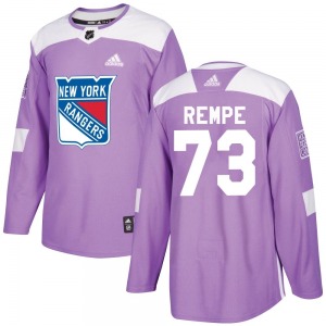 Adult Authentic New York Rangers Matt Rempe Purple Fights Cancer Practice Official Adidas Jersey