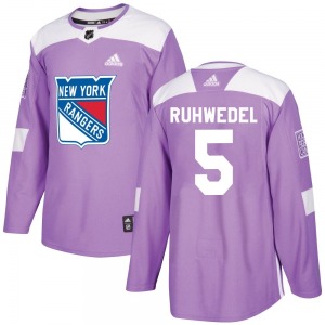 Adult Authentic New York Rangers Chad Ruhwedel Purple Fights Cancer Practice Official Adidas Jersey