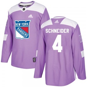 Adult Authentic New York Rangers Braden Schneider Purple Fights Cancer Practice Official Adidas Jersey