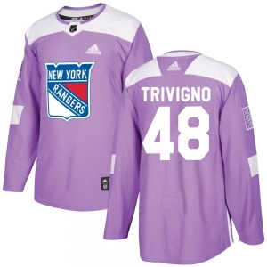 Adult Authentic New York Rangers Bobby Trivigno Purple Fights Cancer Practice Official Adidas Jersey