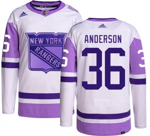Adult Authentic New York Rangers Glenn Anderson Hockey Fights Cancer Official Adidas Jersey