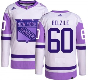 Adult Authentic New York Rangers Alex Belzile Hockey Fights Cancer Official Adidas Jersey