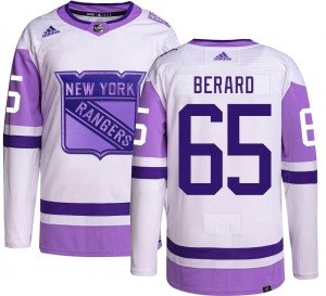 Adult Authentic New York Rangers Brett Berard Hockey Fights Cancer Official Adidas Jersey