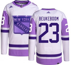 Adult Authentic New York Rangers Jeff Beukeboom Hockey Fights Cancer Official Adidas Jersey