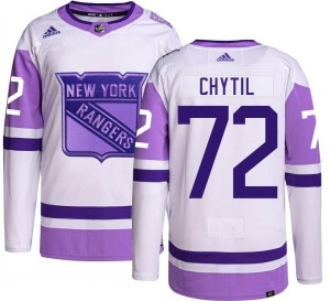 Adult Authentic New York Rangers Filip Chytil Hockey Fights Cancer Official Adidas Jersey