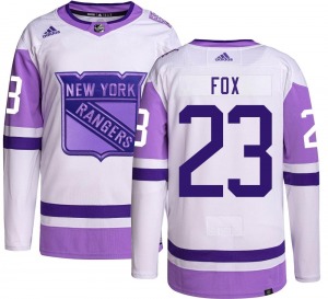 Adult Authentic New York Rangers Adam Fox Hockey Fights Cancer Official Adidas Jersey