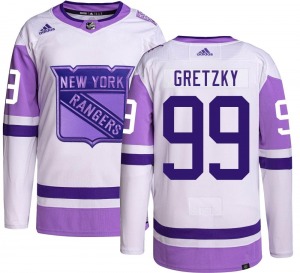 Adult Authentic New York Rangers Wayne Gretzky Hockey Fights Cancer Official Adidas Jersey