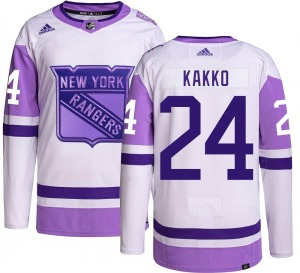 Adult Authentic New York Rangers Kaapo Kakko Hockey Fights Cancer Official Adidas Jersey
