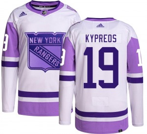 Adult Authentic New York Rangers Nick Kypreos Hockey Fights Cancer Official Adidas Jersey