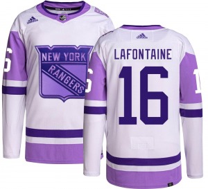 Adult Authentic New York Rangers Pat Lafontaine Hockey Fights Cancer Official Adidas Jersey
