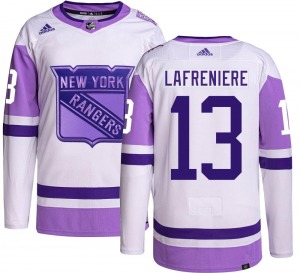Adult Authentic New York Rangers Alexis Lafreniere Hockey Fights Cancer Official Adidas Jersey