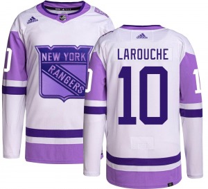 Adult Authentic New York Rangers Pierre Larouche Hockey Fights Cancer Official Adidas Jersey