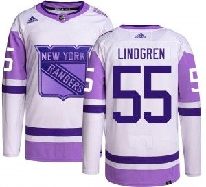 Adult Authentic New York Rangers Ryan Lindgren Hockey Fights Cancer Official Adidas Jersey