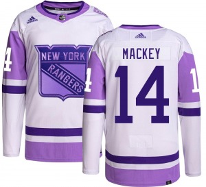 Adult Authentic New York Rangers Connor Mackey Hockey Fights Cancer Official Adidas Jersey