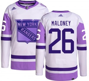 Adult Authentic New York Rangers Dave Maloney Hockey Fights Cancer Official Adidas Jersey