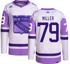 Adult Authentic New York Rangers K'Andre Miller Hockey Fights Cancer Official Adidas Jersey