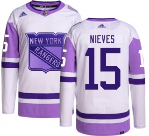 Adult Authentic New York Rangers Boo Nieves Hockey Fights Cancer Official Adidas Jersey