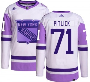 Adult Authentic New York Rangers Tyler Pitlick Hockey Fights Cancer Official Adidas Jersey