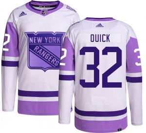 Adult Authentic New York Rangers Jonathan Quick Hockey Fights Cancer Official Adidas Jersey