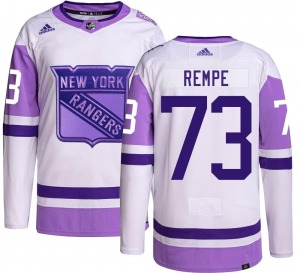 Adult Authentic New York Rangers Matt Rempe Hockey Fights Cancer Official Adidas Jersey