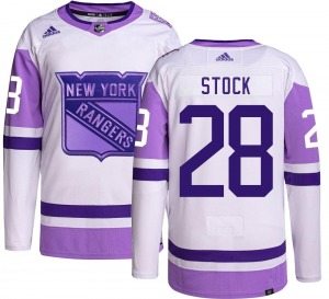 Adult Authentic New York Rangers P.j. Stock Hockey Fights Cancer Official Adidas Jersey