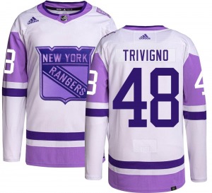 Adult Authentic New York Rangers Bobby Trivigno Hockey Fights Cancer Official Adidas Jersey