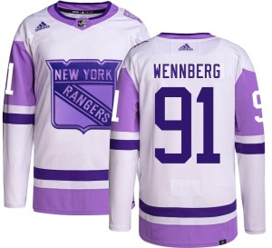 Adult Authentic New York Rangers Alex Wennberg Hockey Fights Cancer Official Adidas Jersey