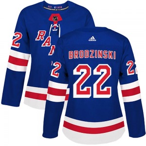 Women's Authentic New York Rangers Jonny Brodzinski Royal Blue Home Official Adidas Jersey