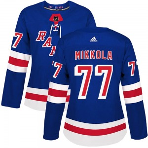 Women's Authentic New York Rangers Niko Mikkola Royal Blue Home Official Adidas Jersey