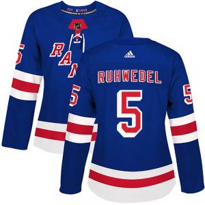 Women's Authentic New York Rangers Chad Ruhwedel Royal Blue Home Official Adidas Jersey